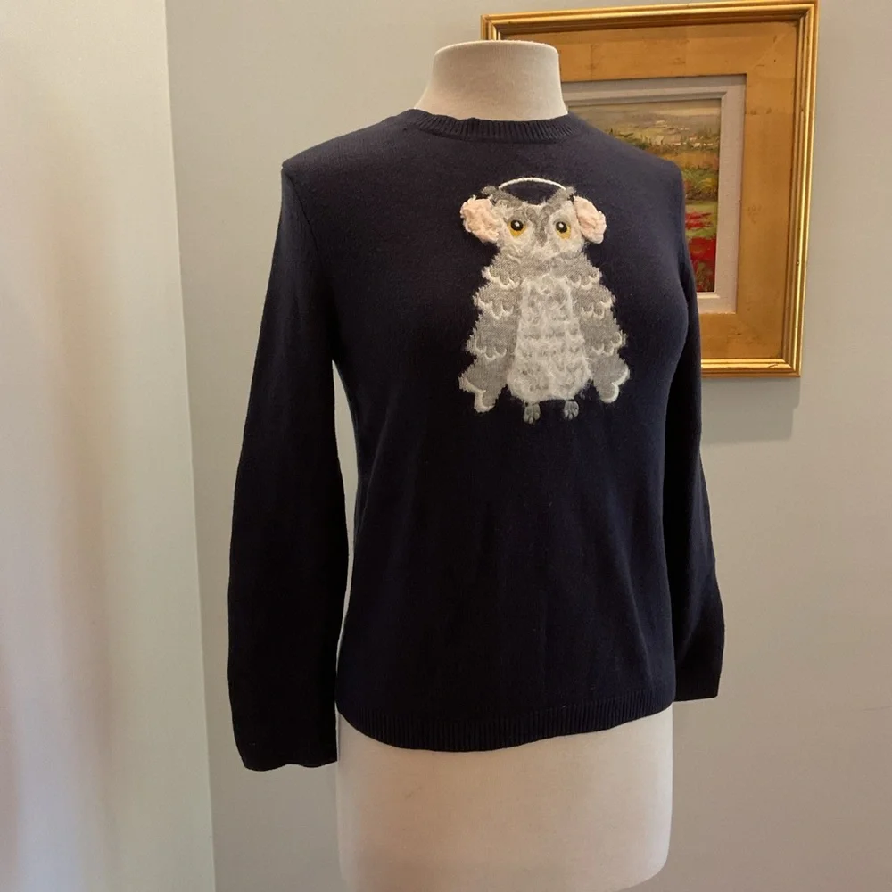 Kate Spade‎ Broome Street Owl Sweater in Navy